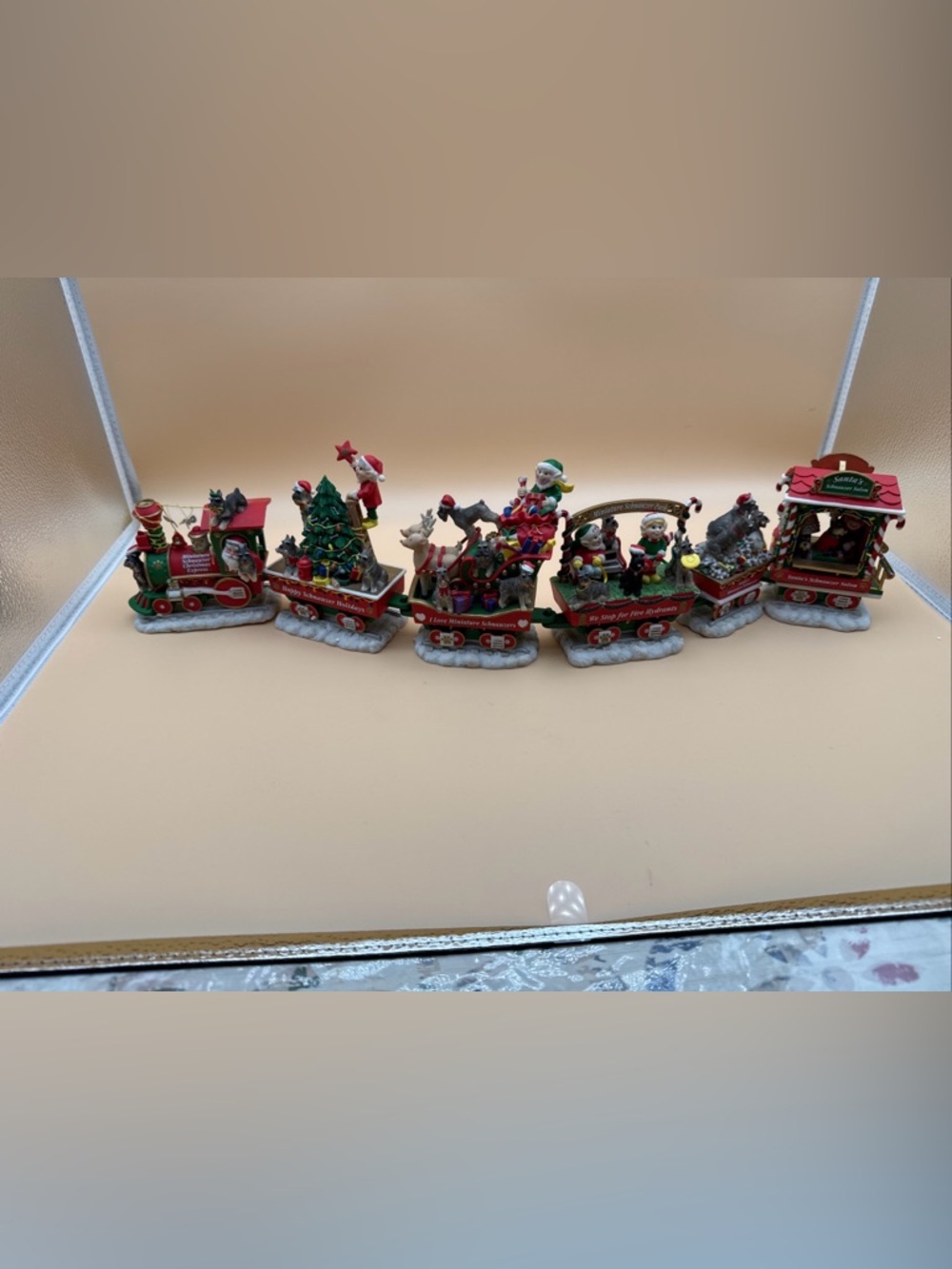 Festive Miniature Christmas Train Set - Red & Green